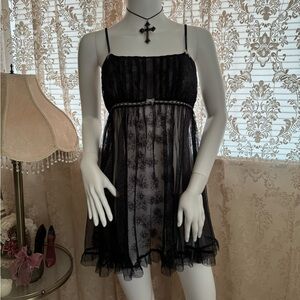 betsey johnson mesh lace babydoll lingerie dress